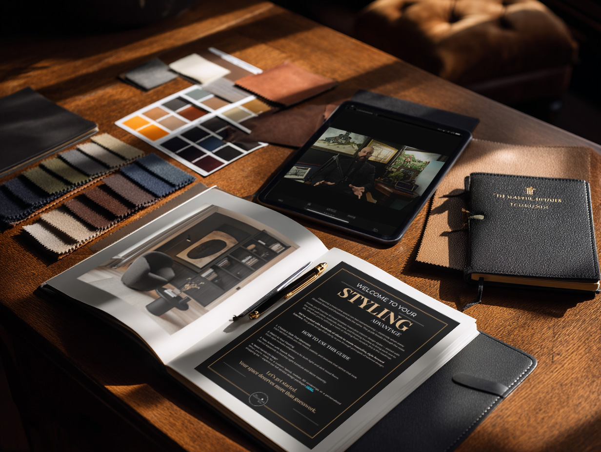 The Masculine Home design playbook shown on a laptop