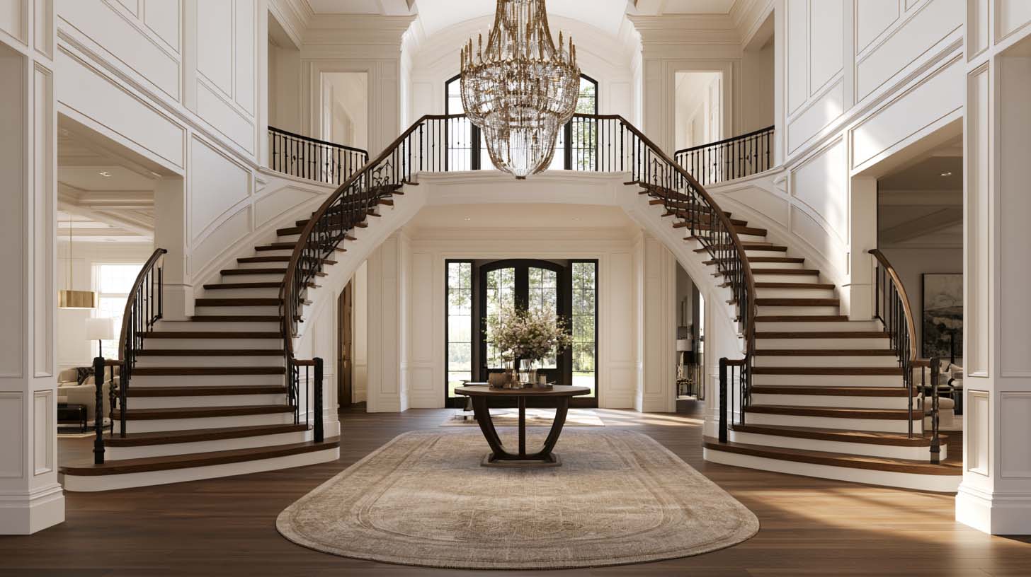 Foyer chandelier sized for a tall ceiling