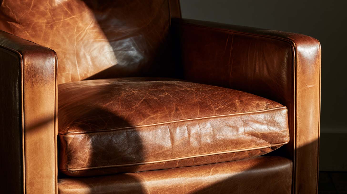 Leather furniture developing patina and character over time