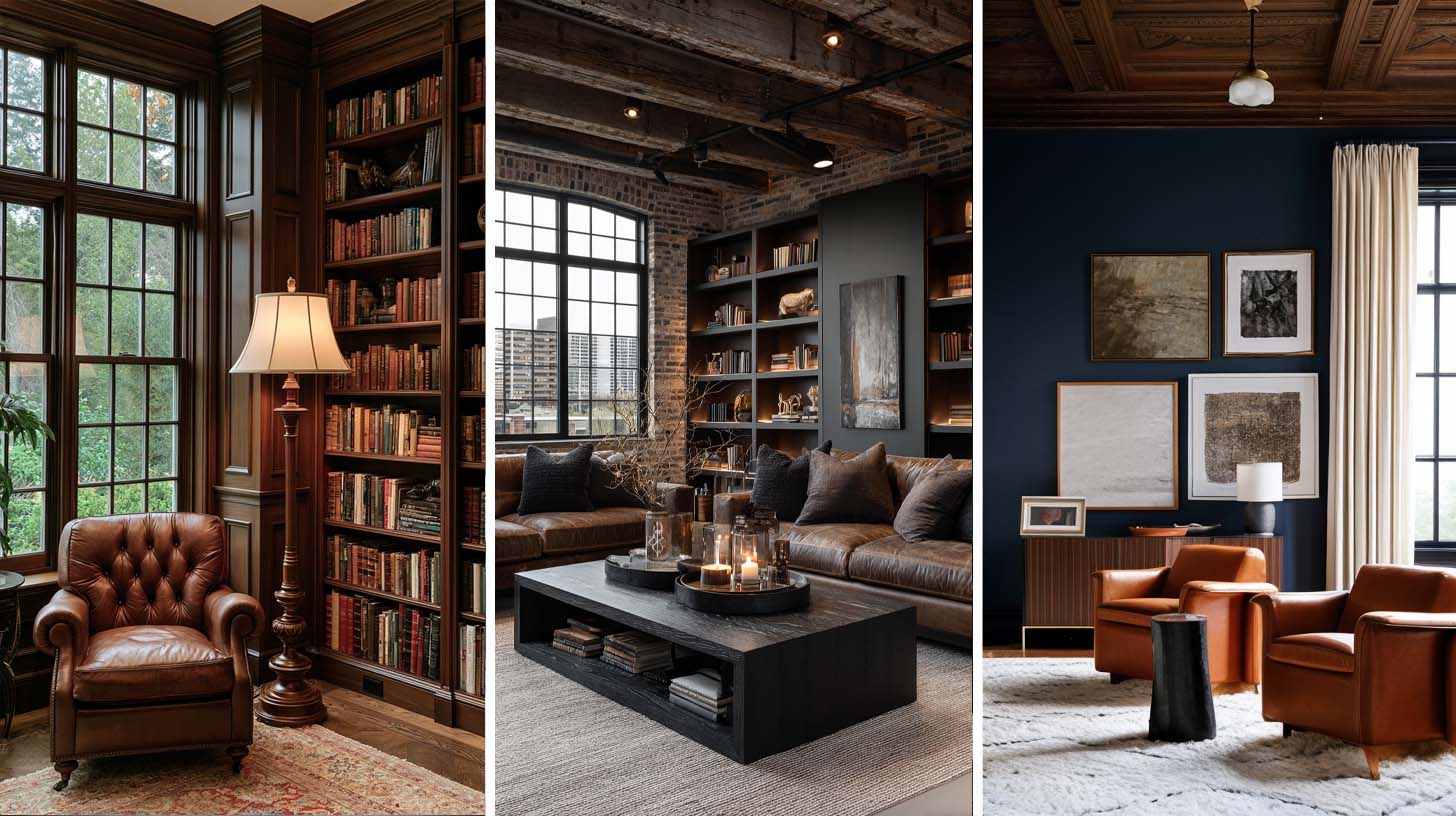 Traditional, modern, and mid-century masculine interior styles compared Traditional, modern, and mid-century masculine interior styles compared
