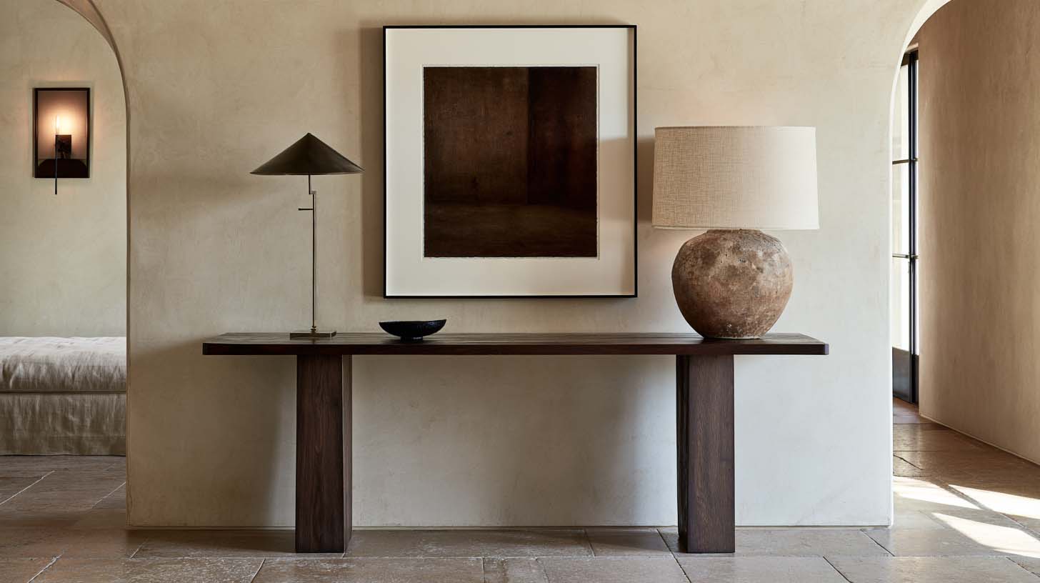 Luxury masculine interiors with clay plaster espresso wood limestone and bronze Luxury masculine interiors with clay plaster espresso wood limestone and bronze