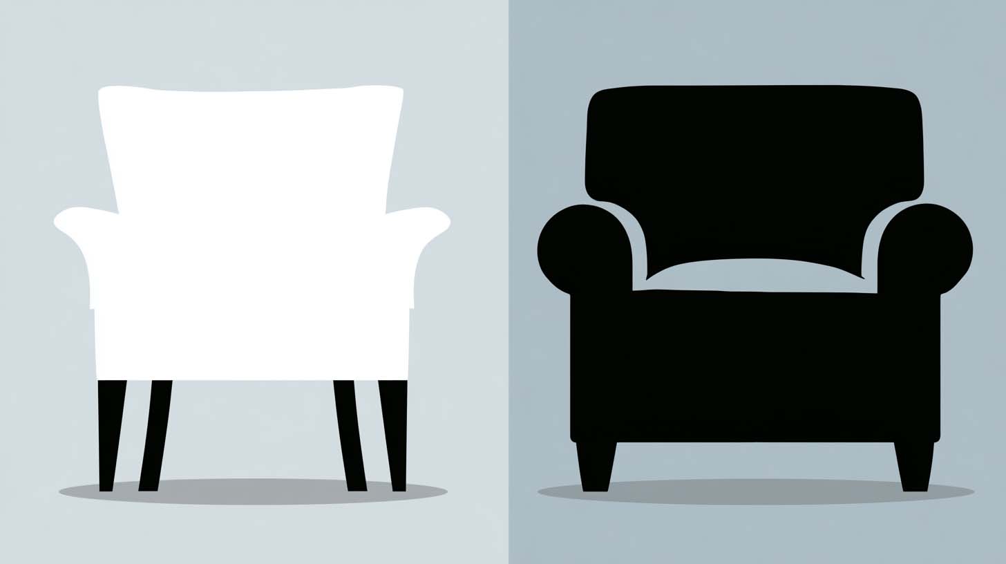 Visual comparison of furniture pieces showing differences in visual weight Visual comparison of furniture pieces showing differences in visual weight