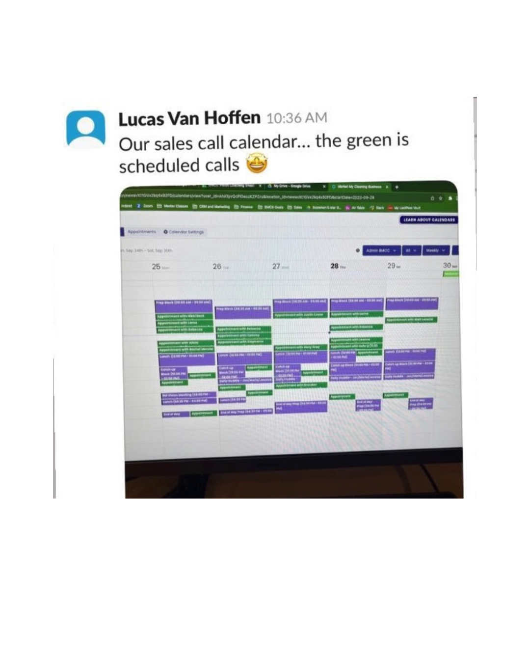 Consistently Packed Sales Calendar
