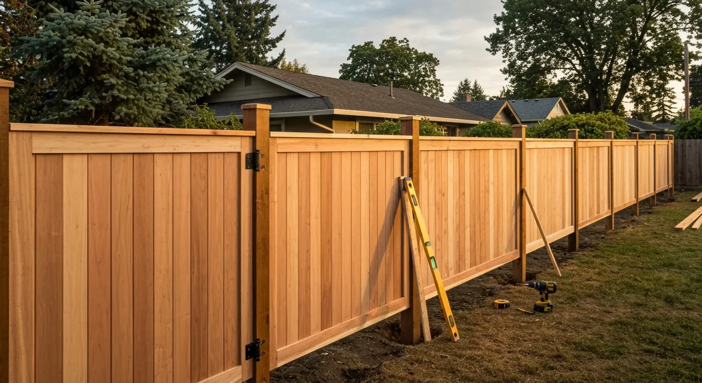 Wood fence installation