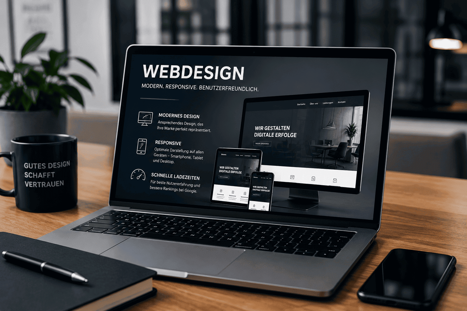 Professionelles Webdesign mit responsiver Website für Smartphone, Tablet und Desktop