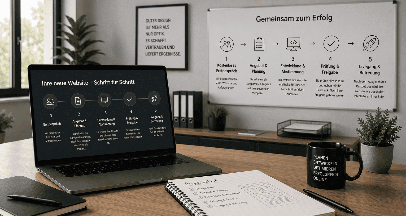 Projektablauf für professionelles Webdesign von der Planung bis zum Livegang