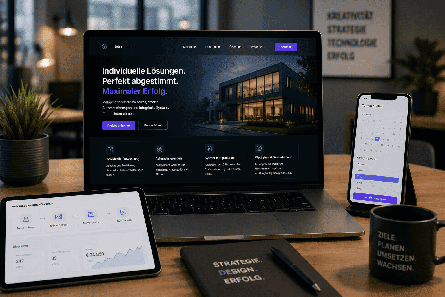 Darstellung des Webpakets Premium von Michael Wulf Webdesigner mit individuellen Funktionen, Automatisierungen und Systemintegrationen