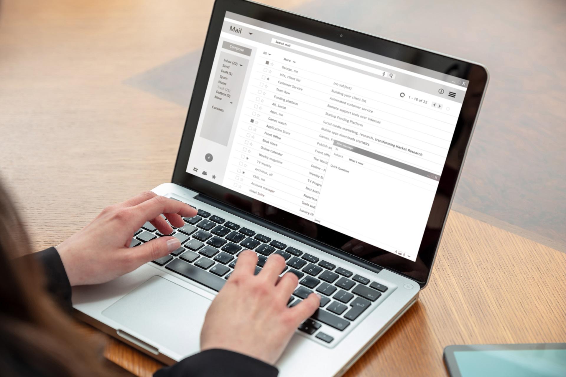 Student checking college email before classes begin