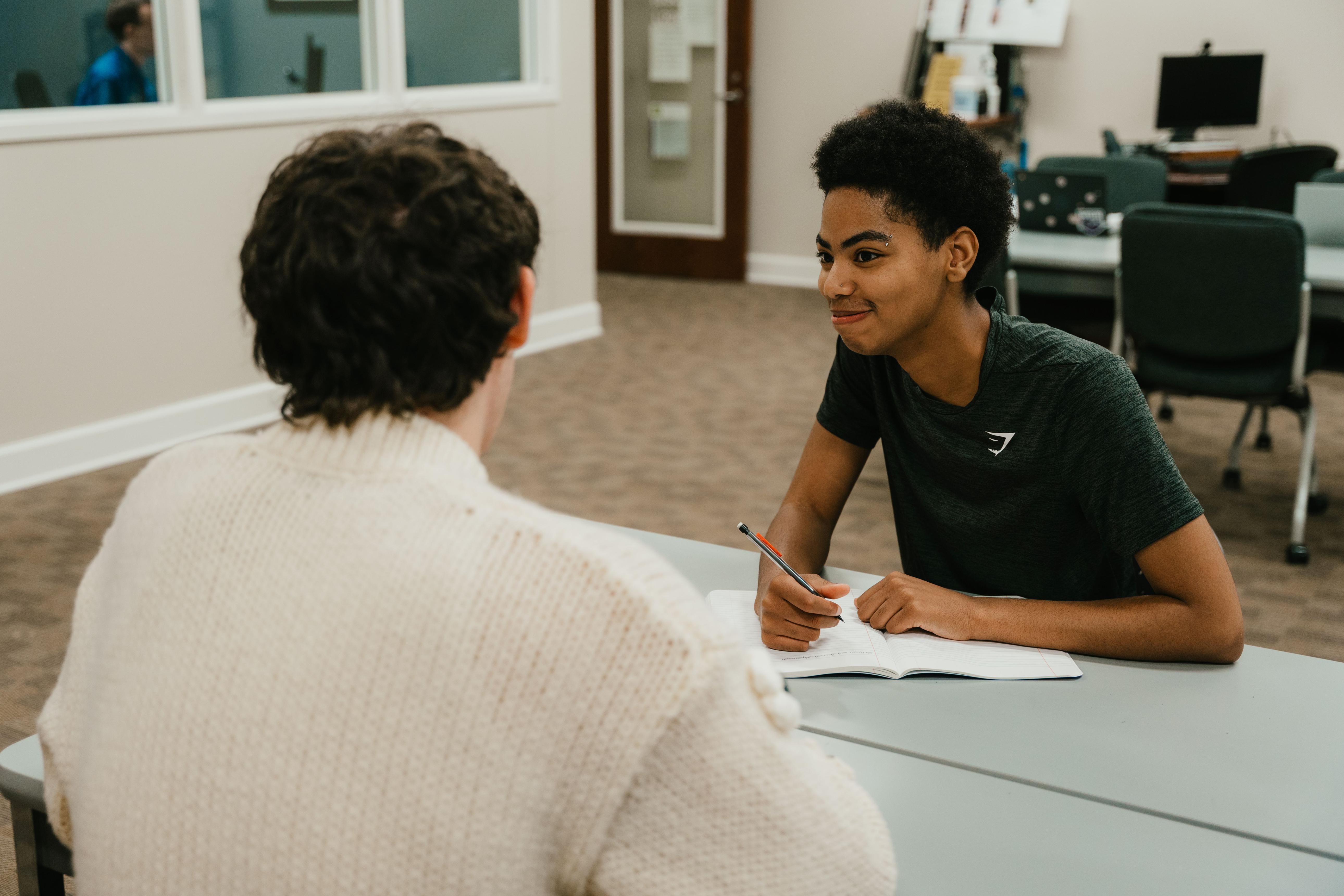 Student exploring campus support services