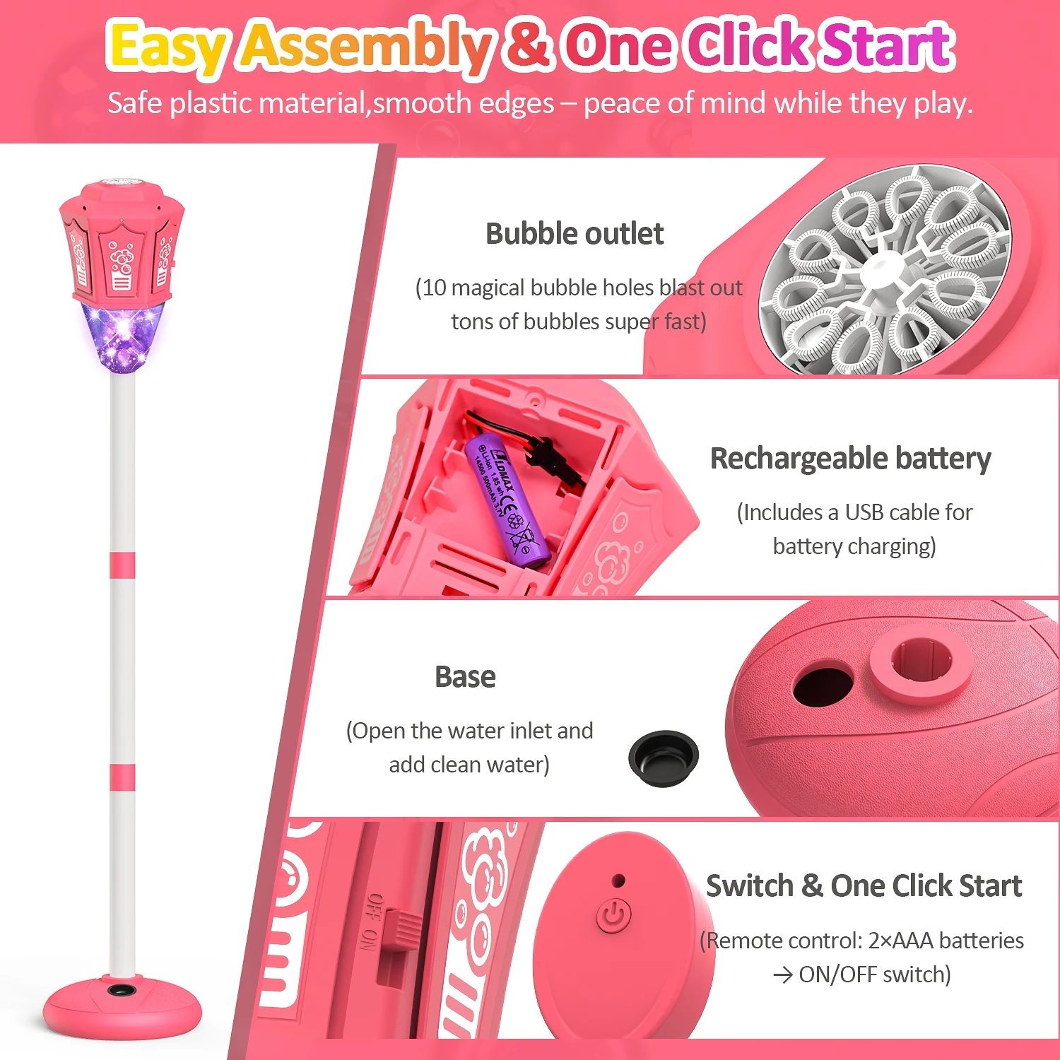 Rechargeable Bubble Machine With Lights