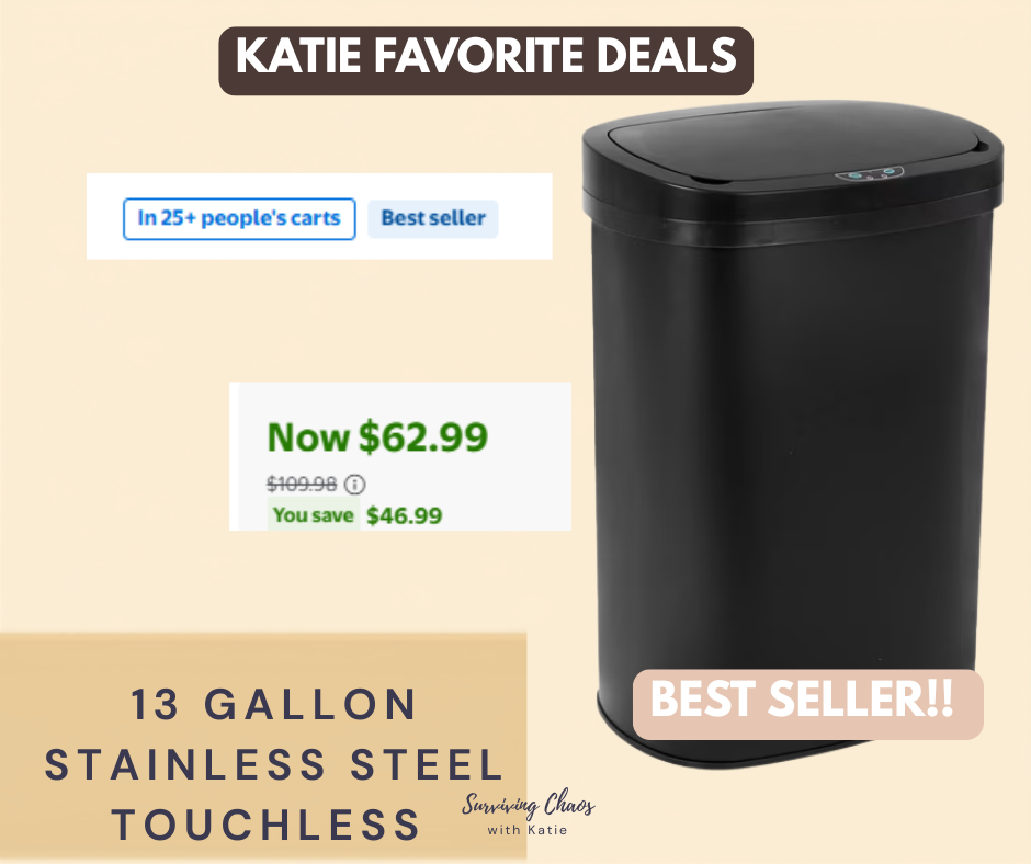 BestOffice 13 Gallon Stainless Steel Touchless Kitchen Trash Can