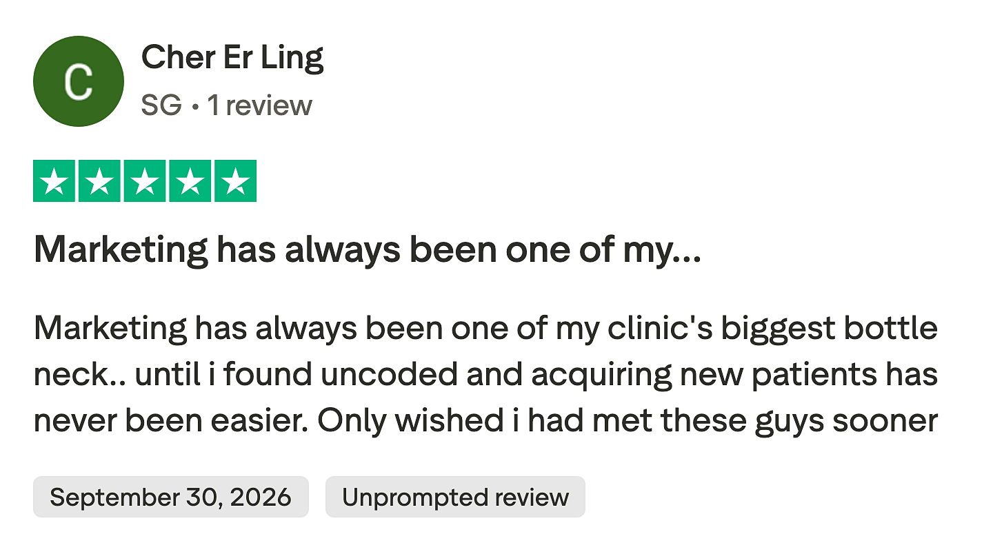5 star Trustpilot review from Cher Er Ling
