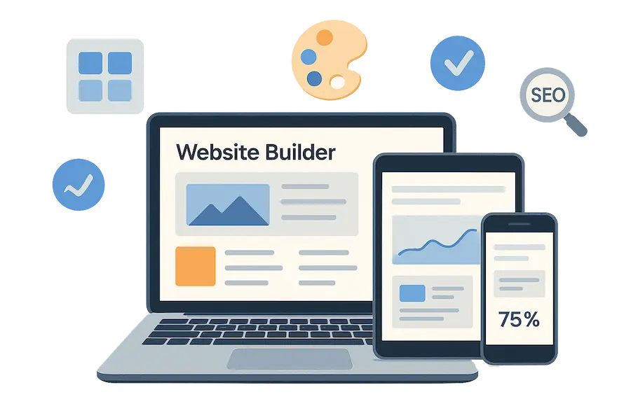 واجهة منشئ مواقع ايليسترا - تصميم بالسحب والإفلات
