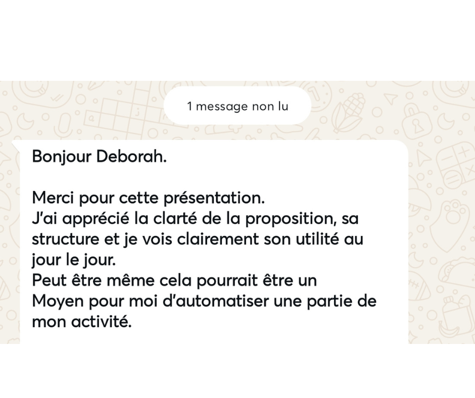 Message WhatsApp d'un client