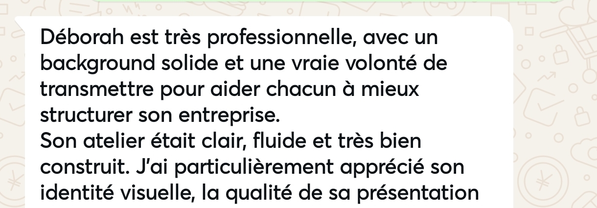Message WhatsApp d'un client