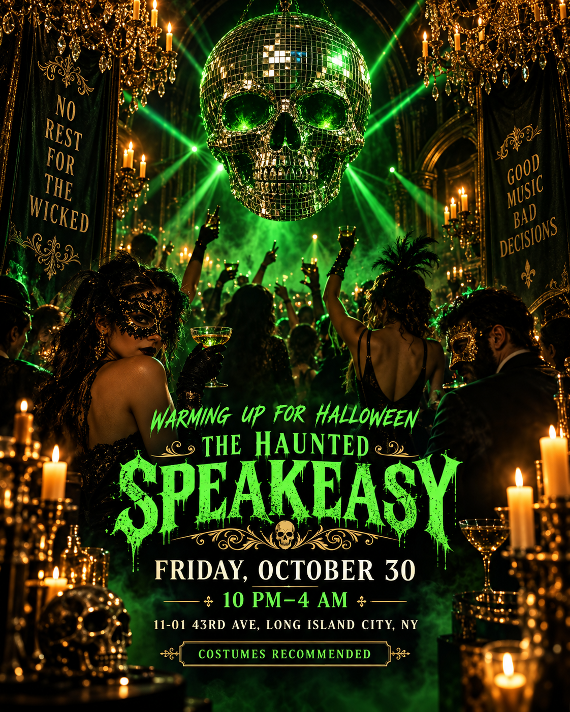 The Haunted Speakeasy Halloween party at The Newsroom, Long Island City flyer