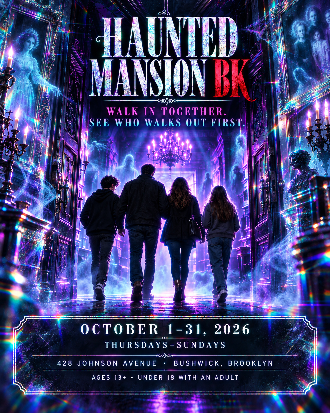 Haunted Mansion BK haunted house in Bushwick, Brooklyn — October 2026 flyer