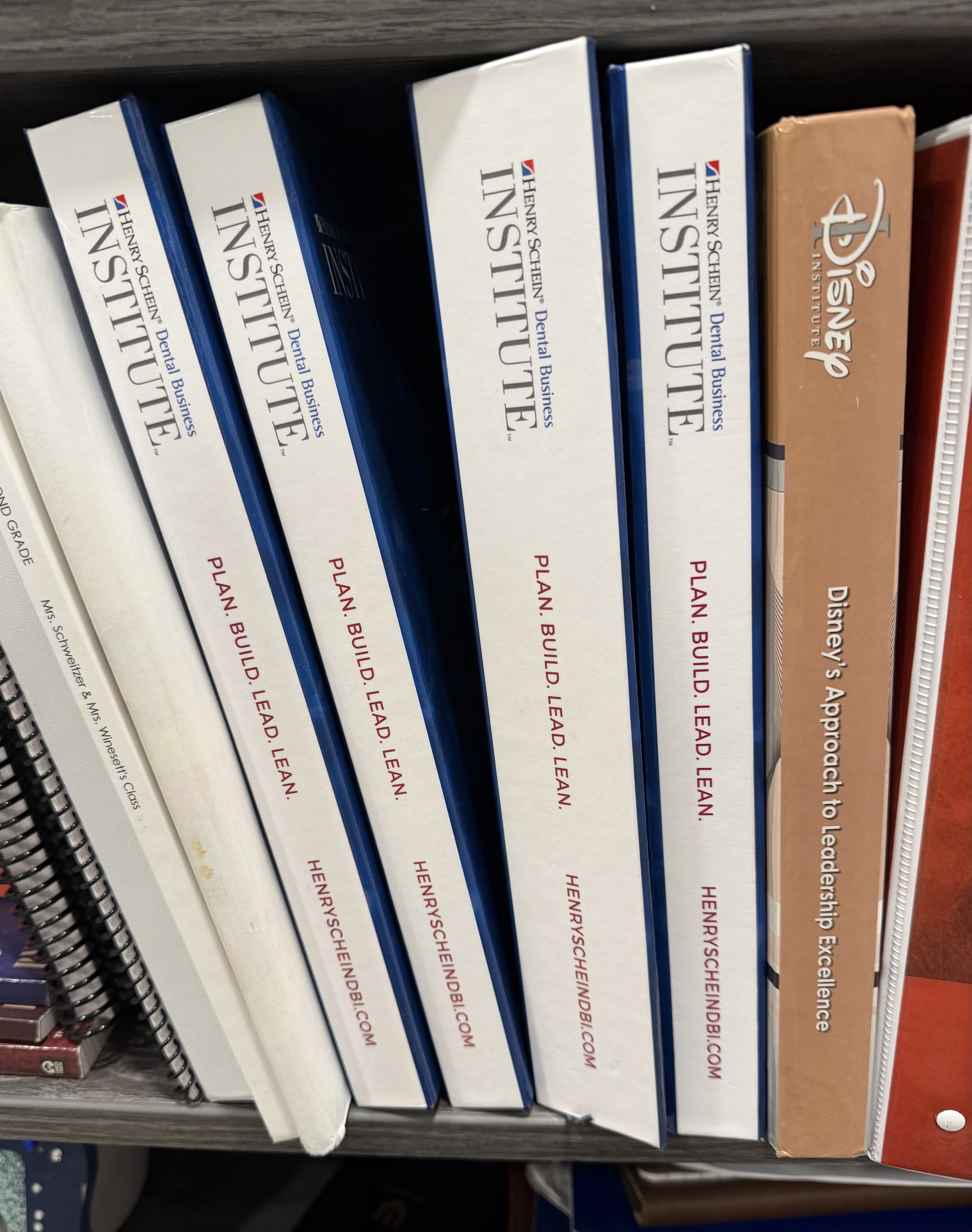 The four Dental Business Institute textbooks, Plan, Build, Lead, Lean