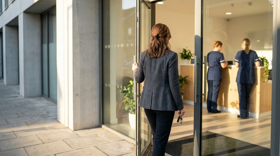 A new practice owner walking through the front door on day one