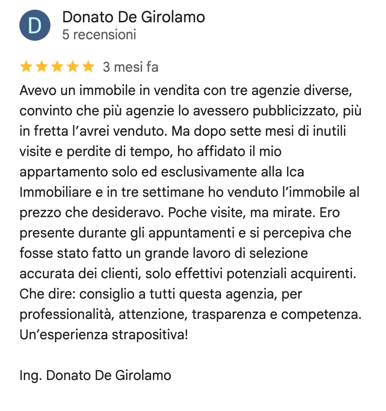 Recensione Google di Donato De Girolamo, 5 stelle
