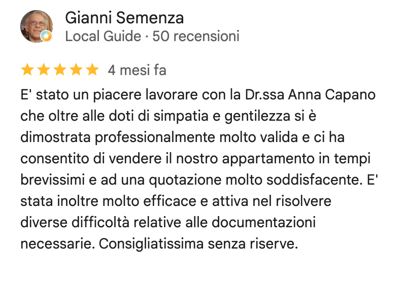 Recensione Google di Gianni Semenza, 5 stelle