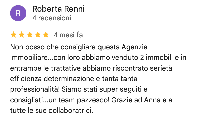 Recensione Google di Roberta Renni, 5 stelle
