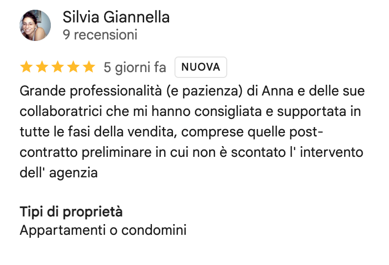 Recensione Google di Silvia Giannella, 5 stelle