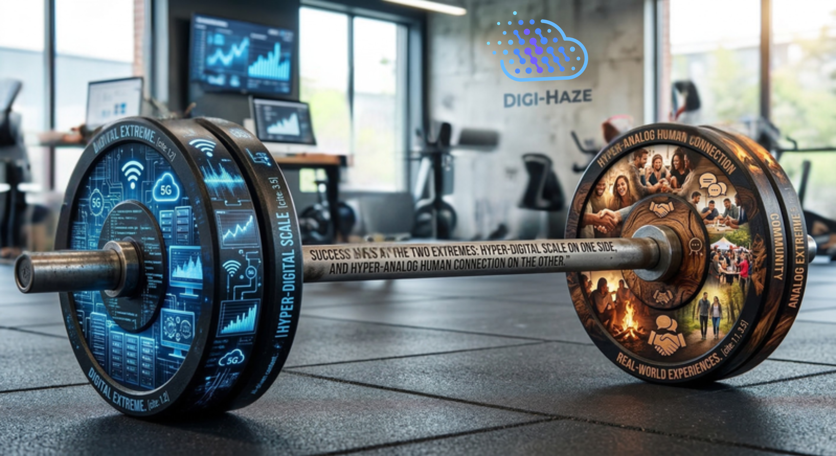 Digi-Haze blog barbell effect images of AI and real-life