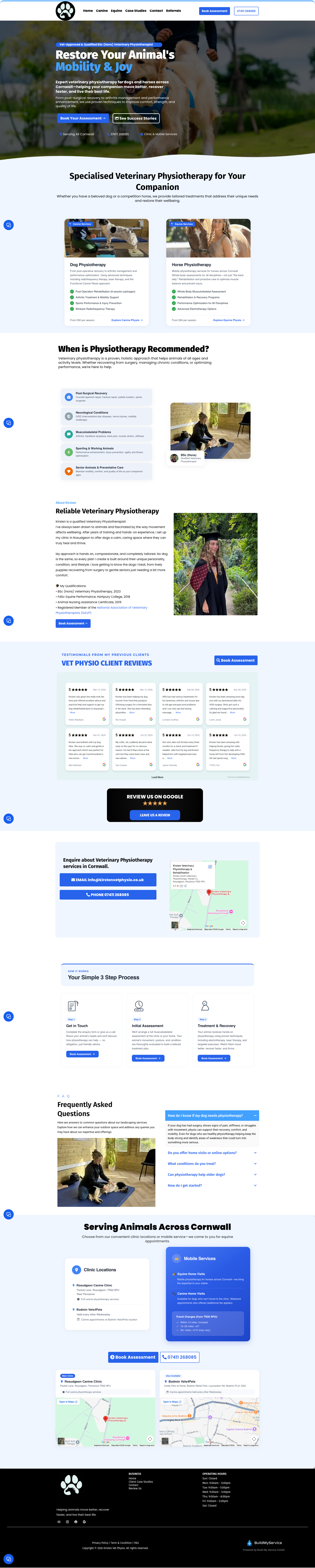 BMS SmartSite Example - Veterinary Physiotherapy Service Business