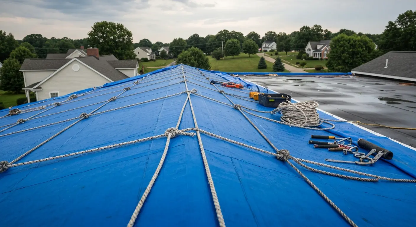 Emergency roof tarping service