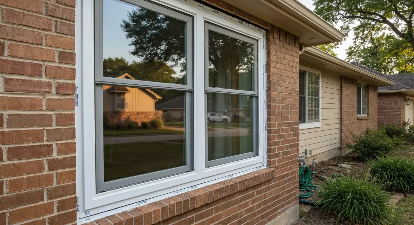 Double-hung window with storm window protection