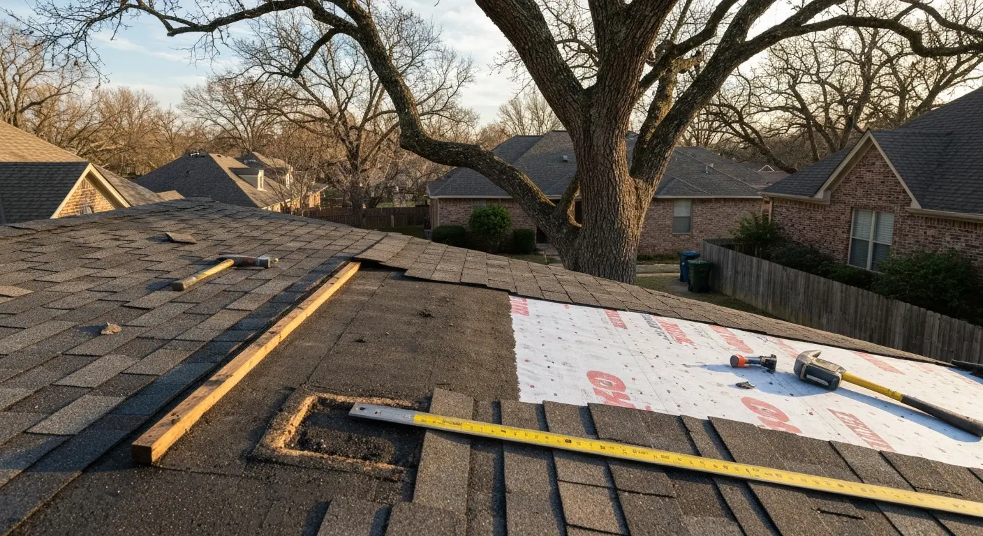 Tree limb roof damage repair