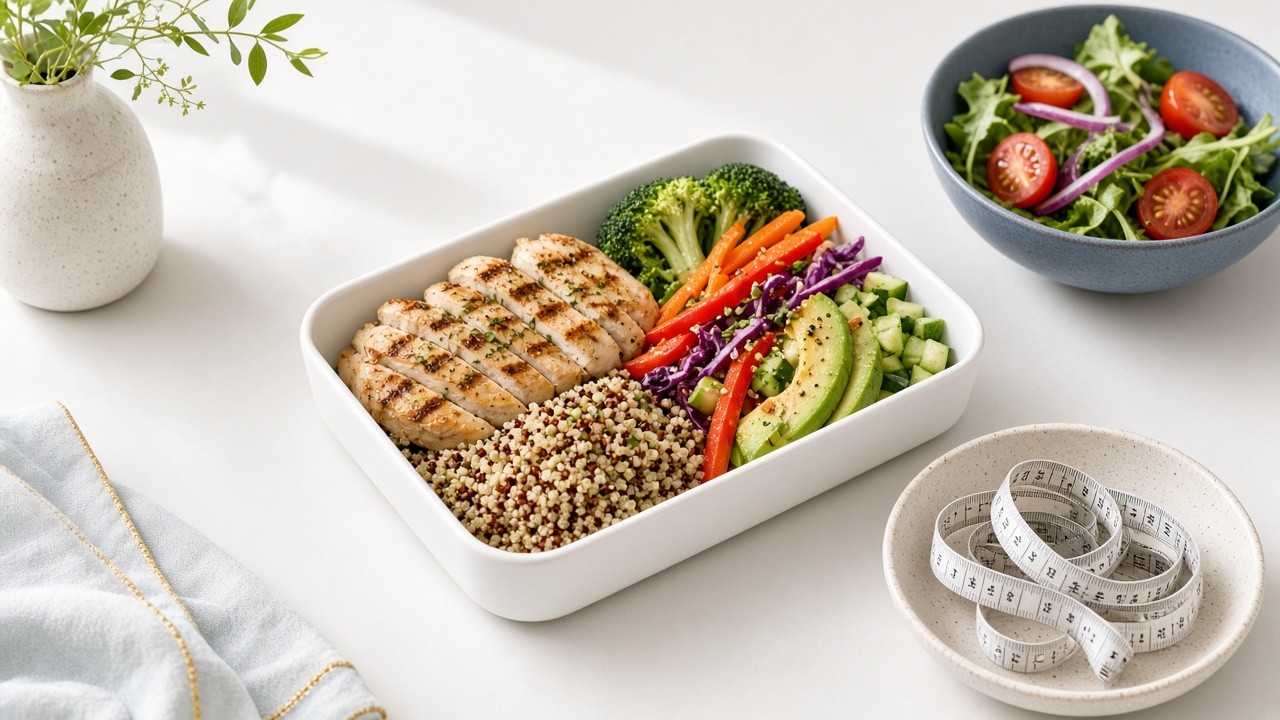 Healthy meal prep bowl with vegetables and lean protein