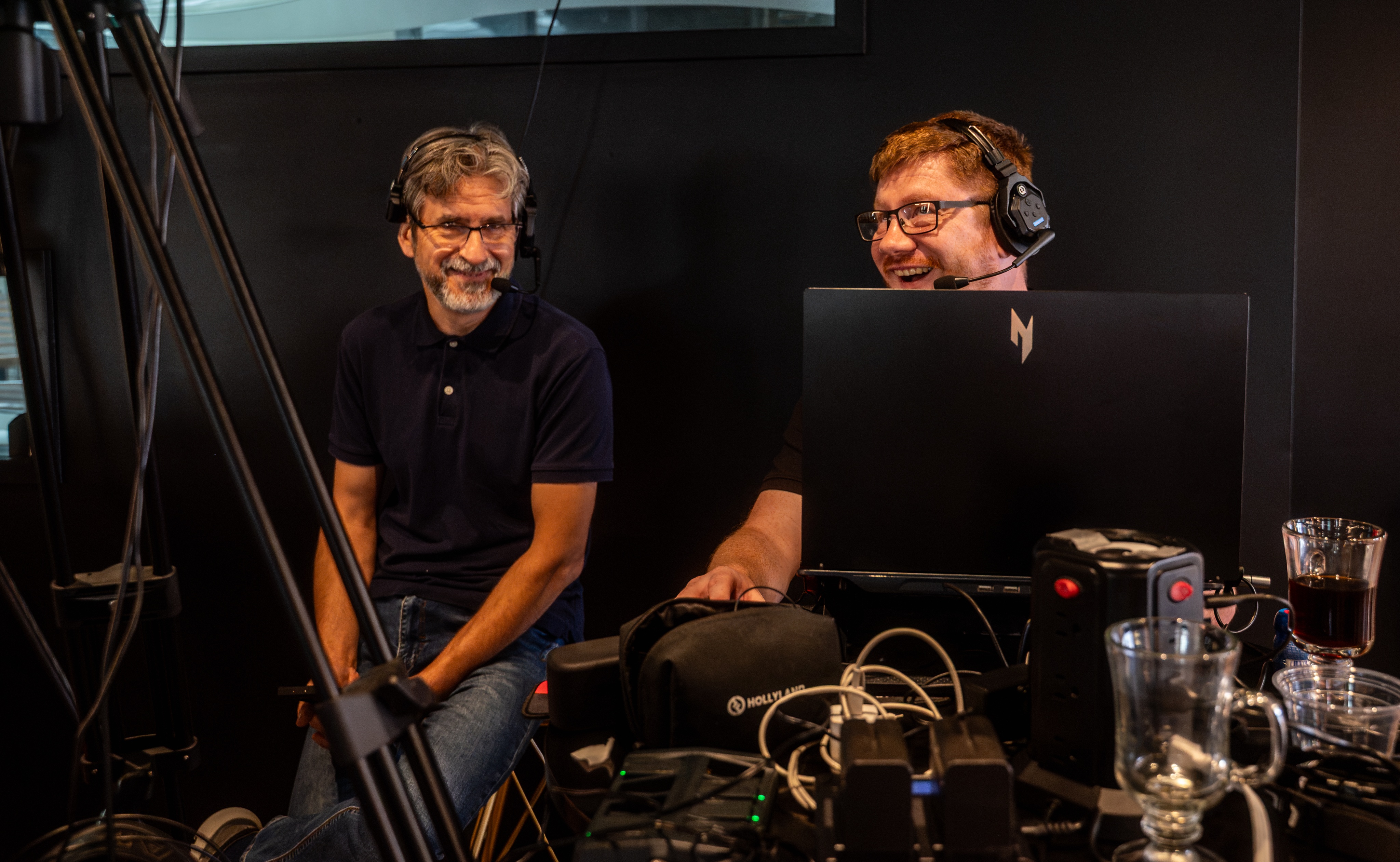 Emil Puste and Ron Cooper at the production station during a live event