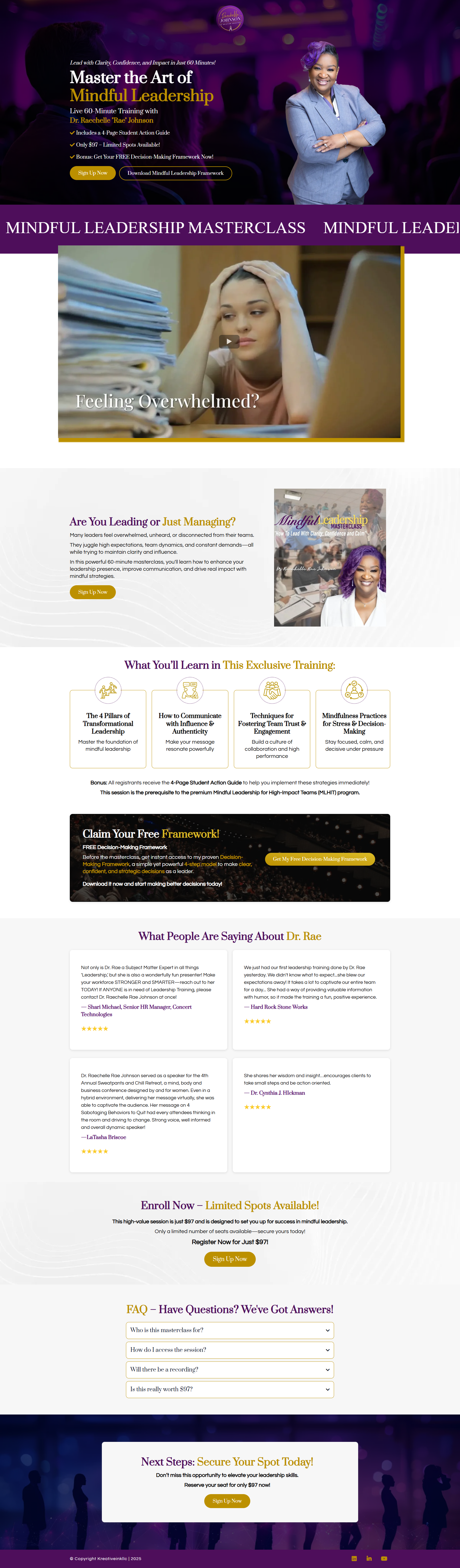 Mindful Leadership website home page, built by The Studio Creative