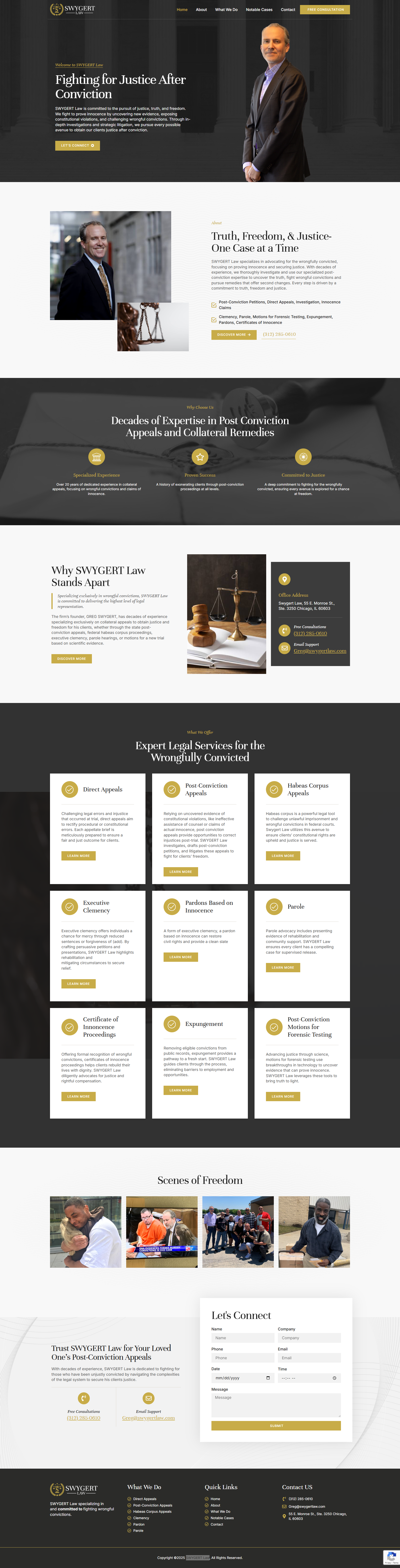 SWYGERT Law website home page, built by The Studio Creative