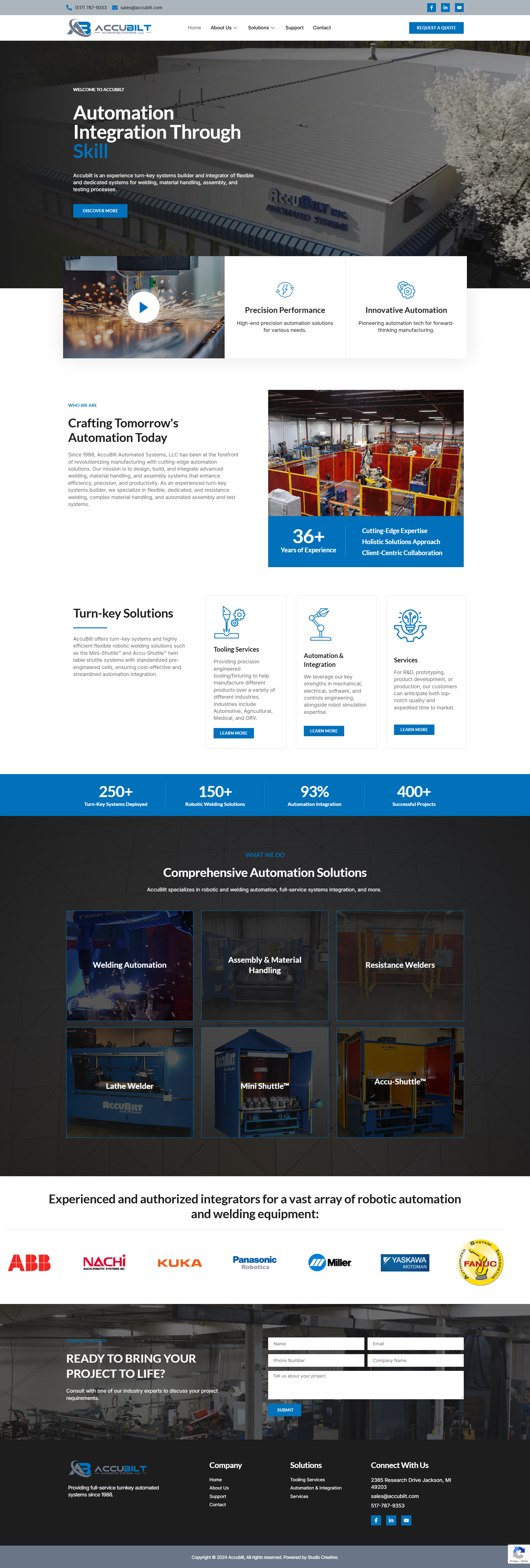 AccuBilt Automated Systems manufacturing website built by The Studio Creative