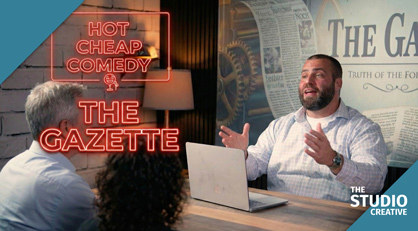 Hybrid Newsroom Set With One Real Wall: The Gazette