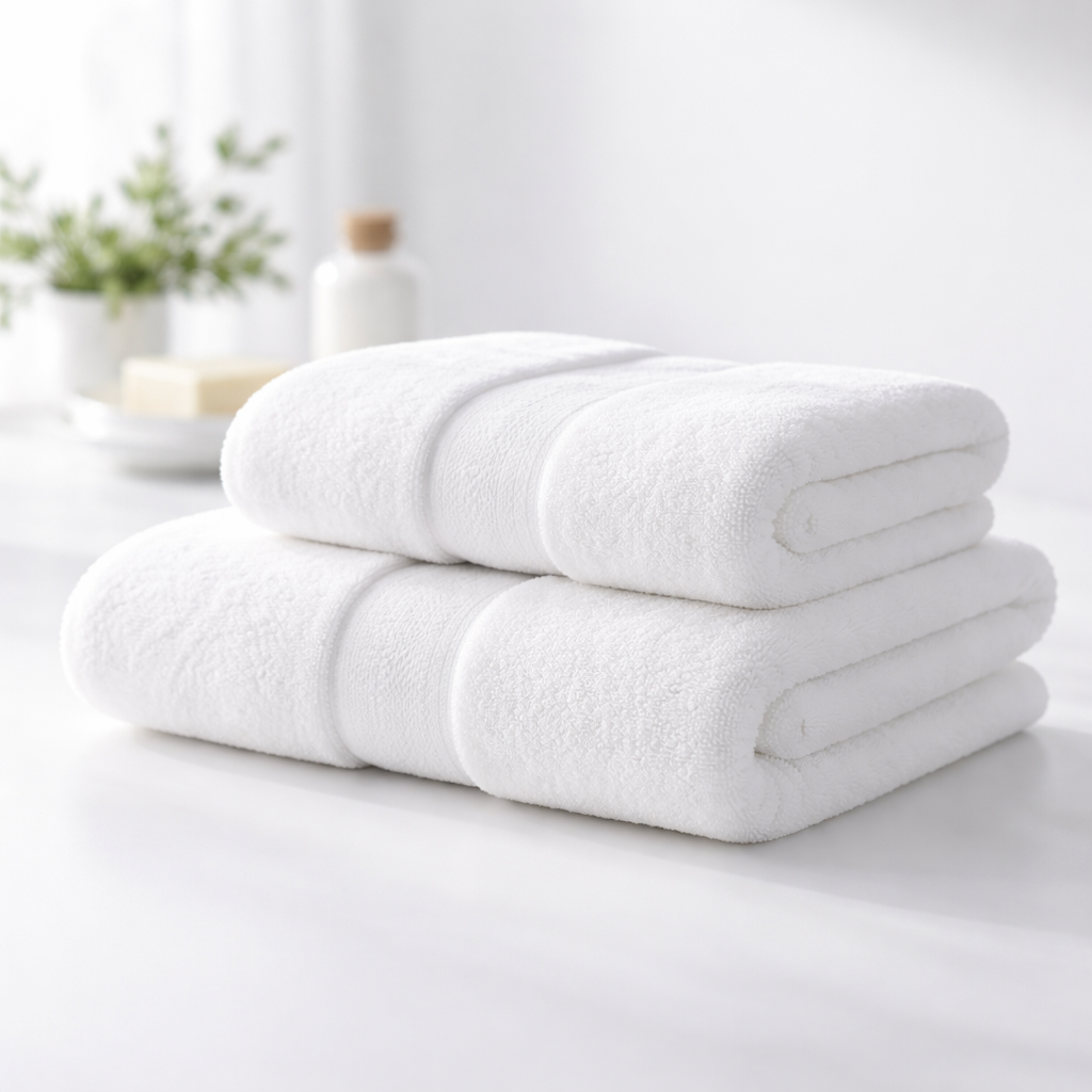 Clean folded towels and linen ready for delivery