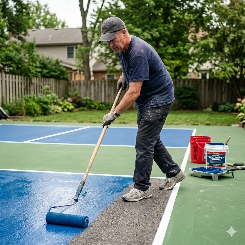image of a pickleball court being painted 