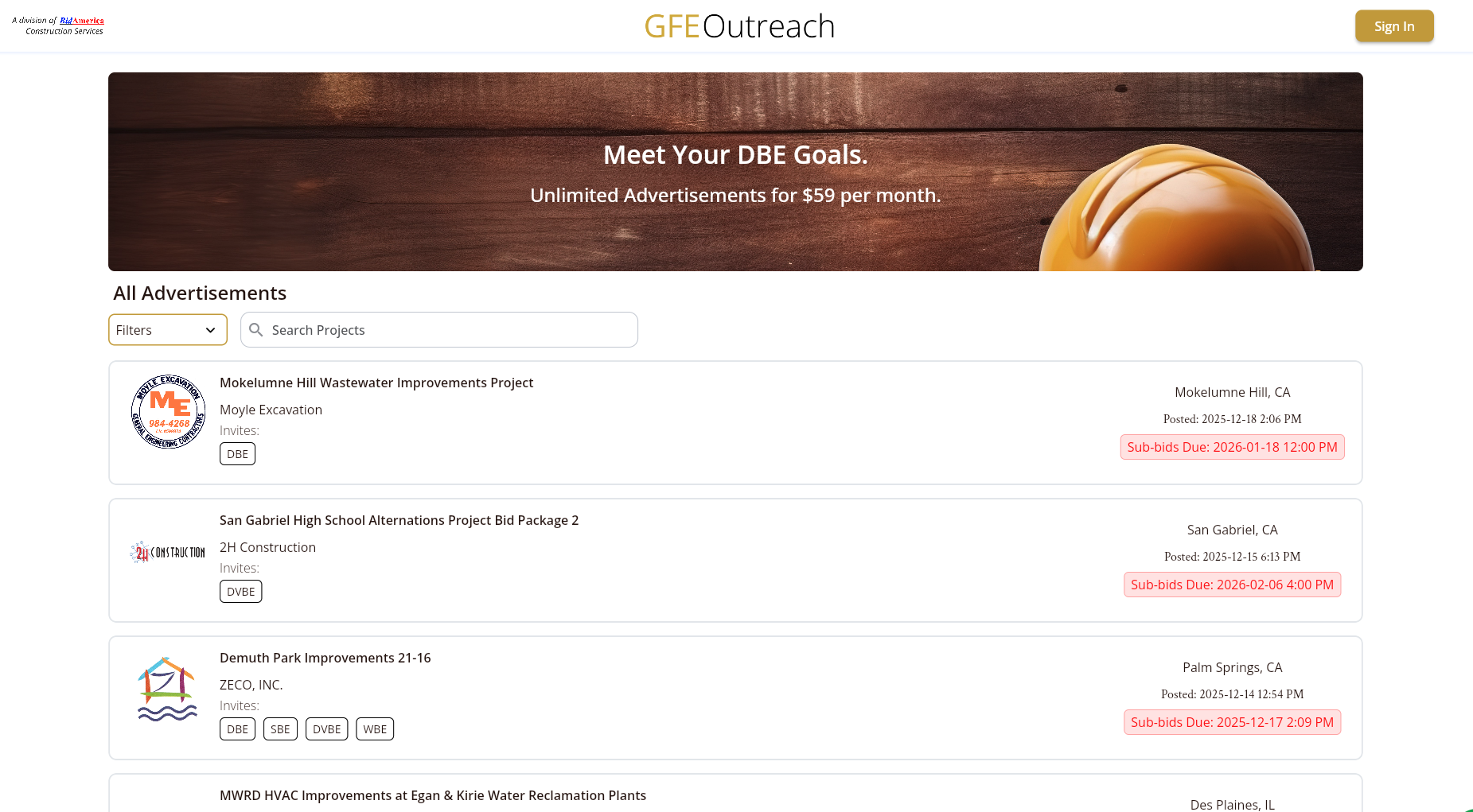 GFE Outreach platform interface