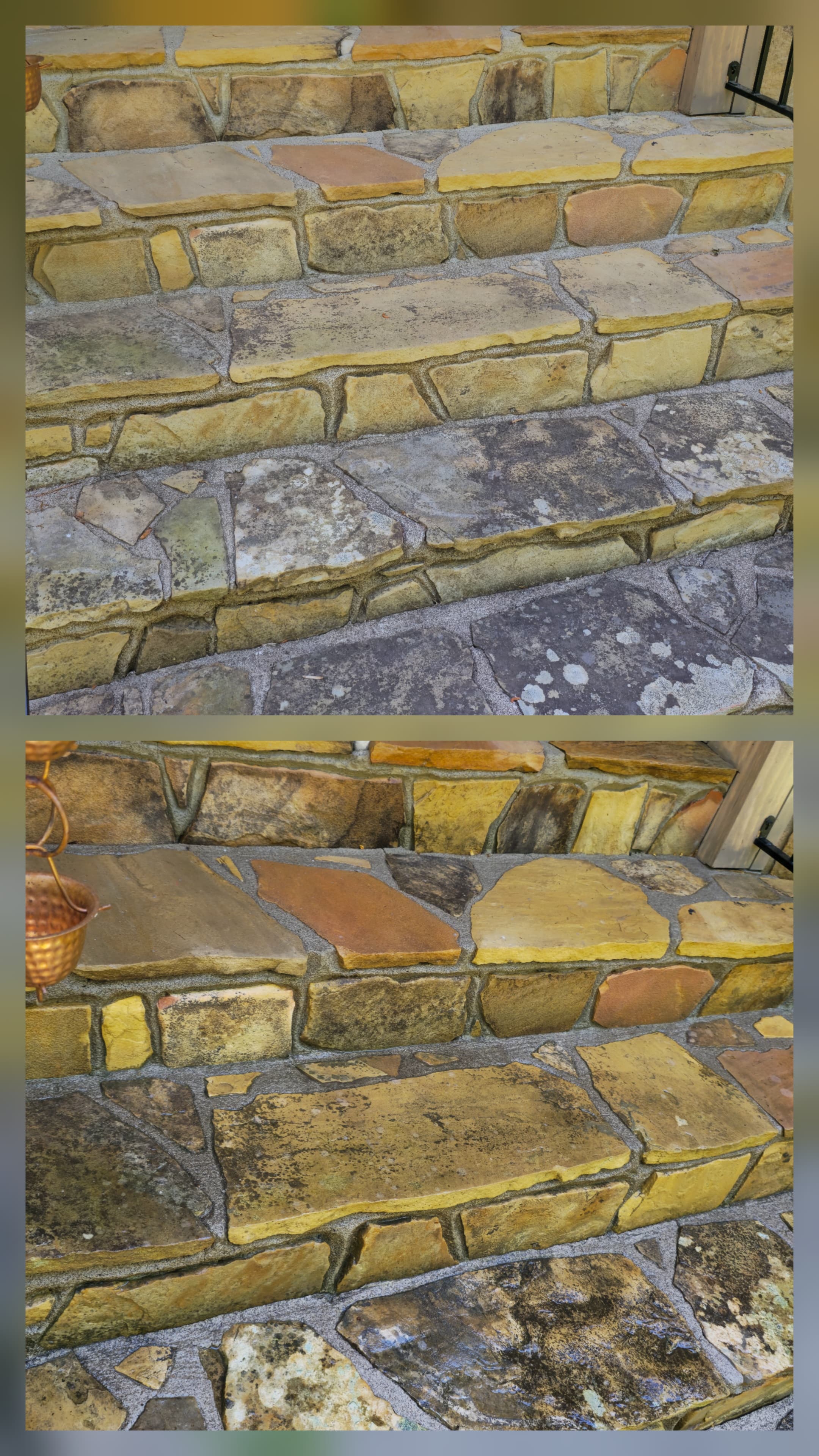 Recent exterior cleaning work on stone steps by Scarfo Property Services