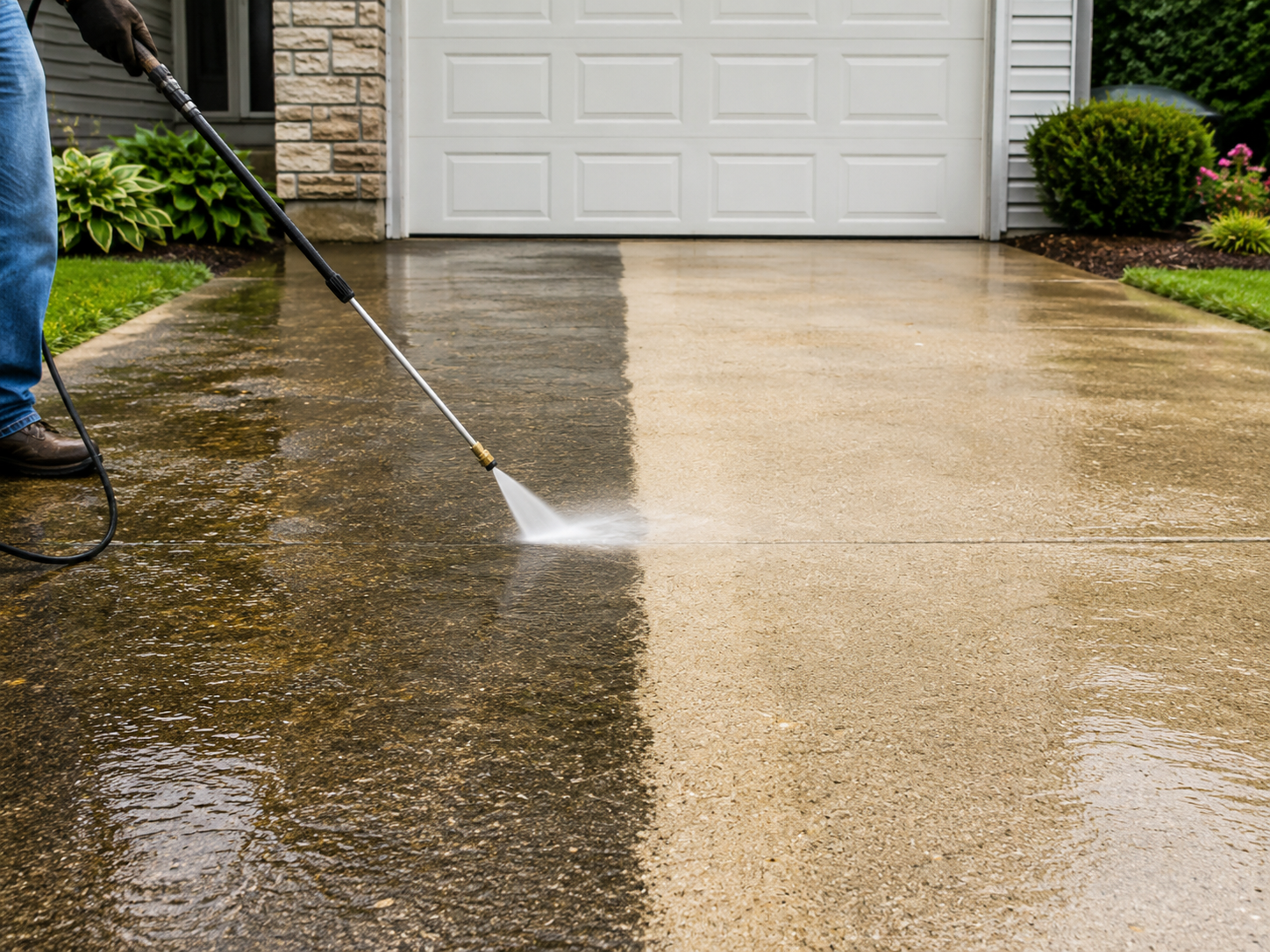Driveway pressure washing and concrete cleaning