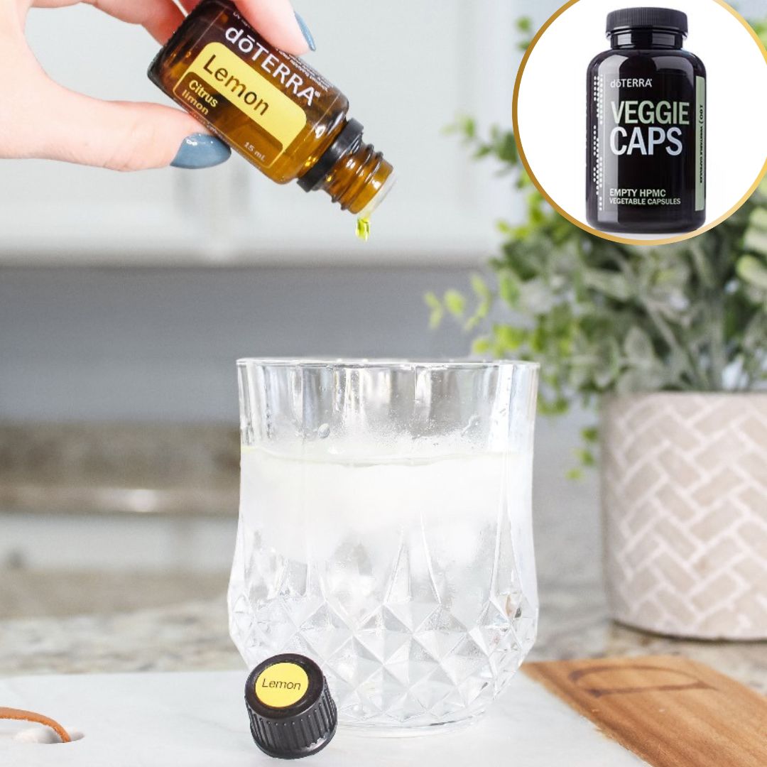 lemon essential oil, drink essntial oil essential oil n water, glass water, glass water with essential oil, veggi caps, gel caps, self-medicate, natural alternative s, anti-occident, alkaline, lemon zest, lemon drops, lemon essential oil, lemon vitamin C