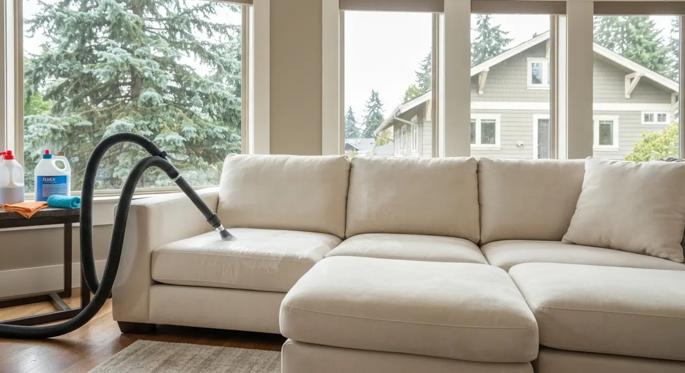 Upholstery cleaning on living room furniture