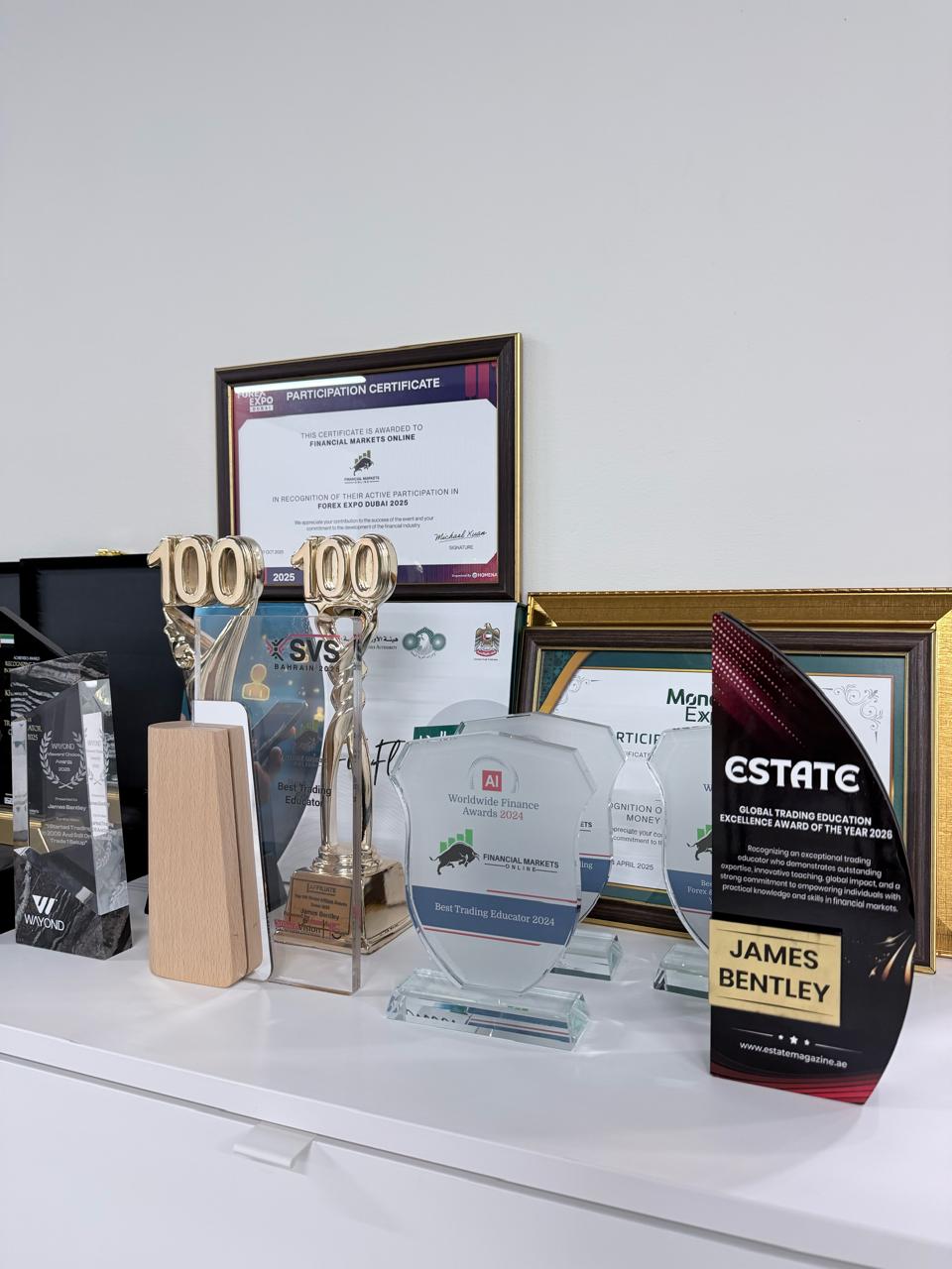 FMO and James Bentley awards and certificates