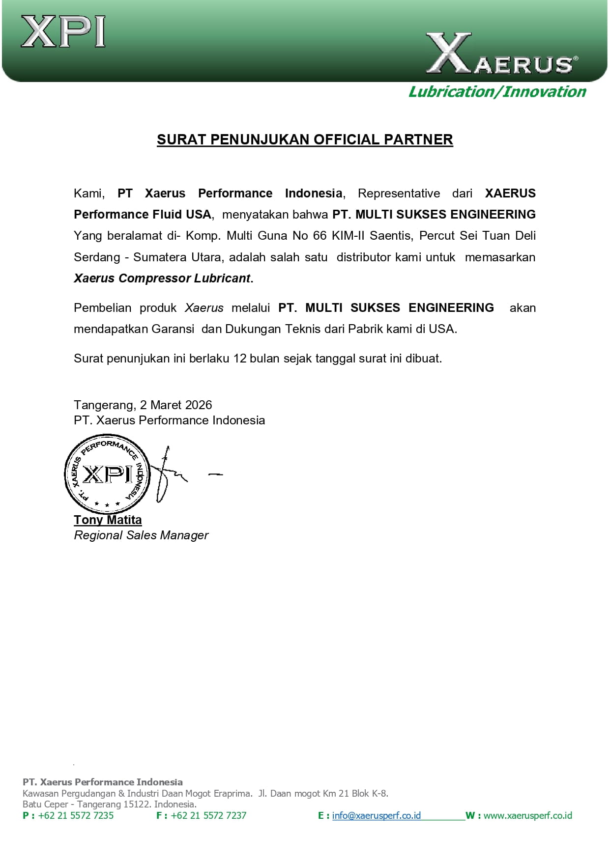 Authorized Dealer Xaerus Oil