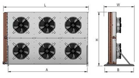 Condenser Güntner G Series 2x3 fan untuk refrigeration industrial dan warehouse cold storage