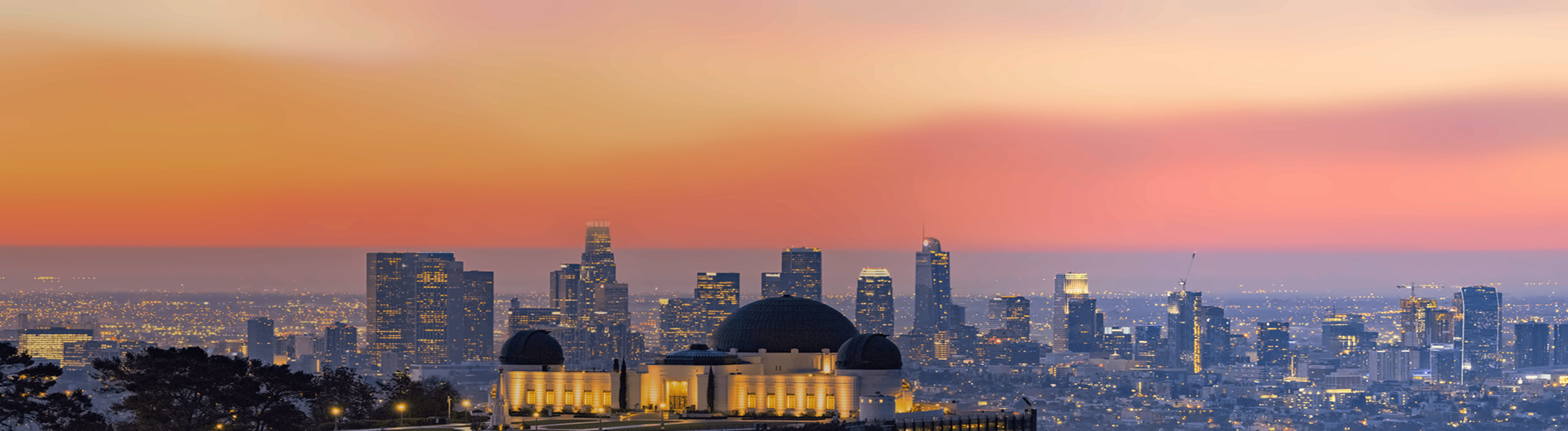 Los Angeles skyline with mountains