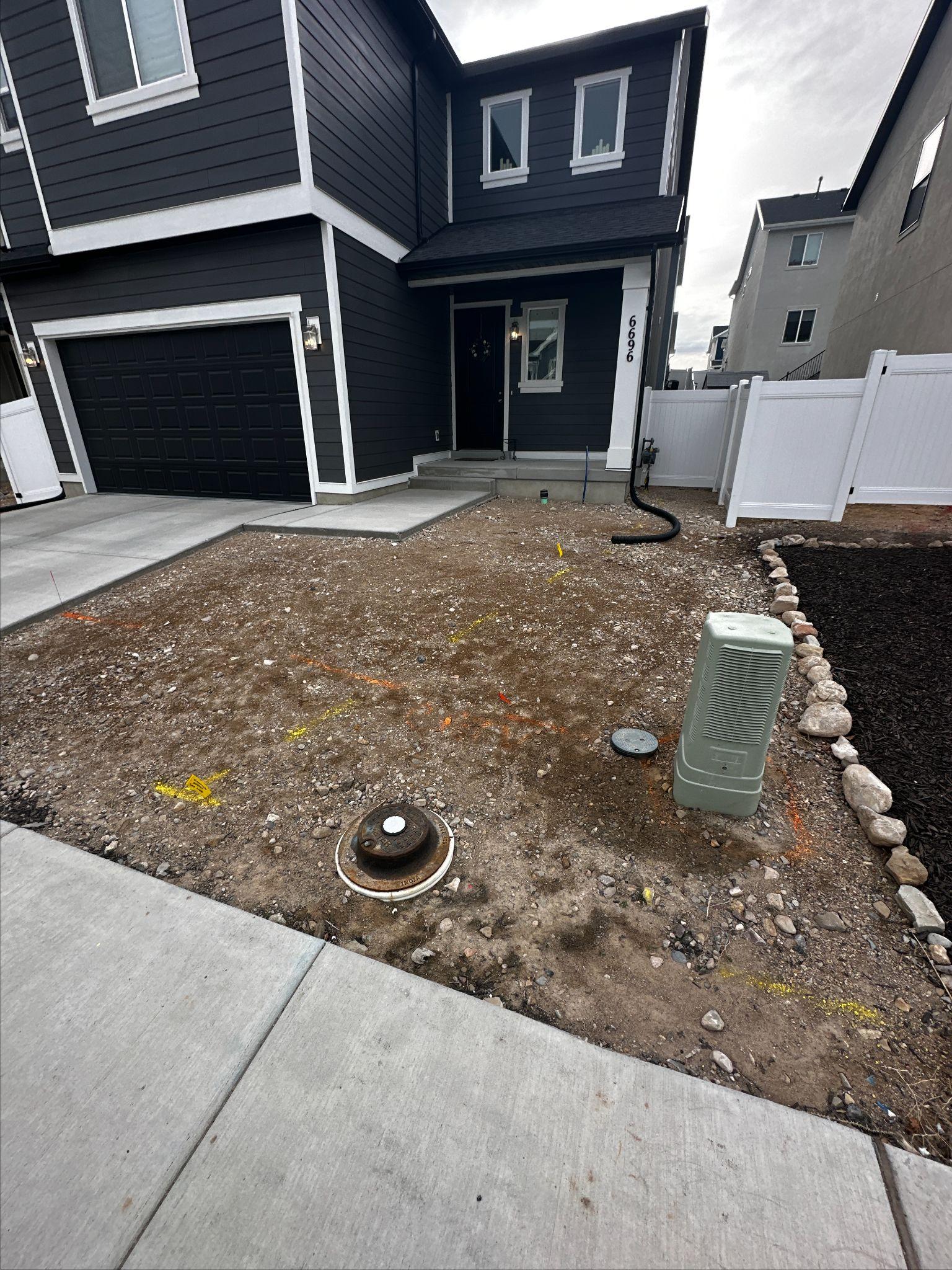 Front yard before: bare dirt
